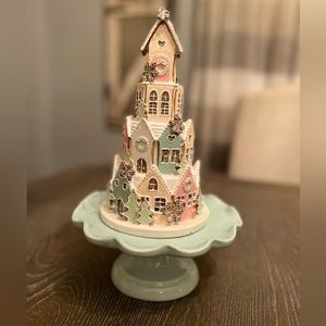 Pastel light up 8.75” gingerbread sugar castle